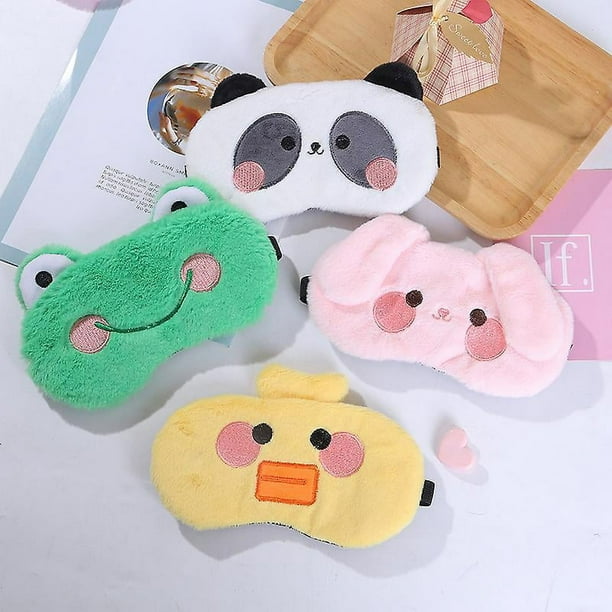 Antifaz para dormir para niños, paquete de 4 lindas máscaras para ojos de animales para dormir, antifaz para dormir para niños y niñas, cubiertas con los ojos vendados de felpa suave, antifa