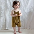 thumbnail image 2 of SROBPTY Toddler Summer Jumpsuits, Toddler Kids Girls Boys Solid Sleeveless Jumpsuit Romper Yellow 12-24 Months, 2 of 5