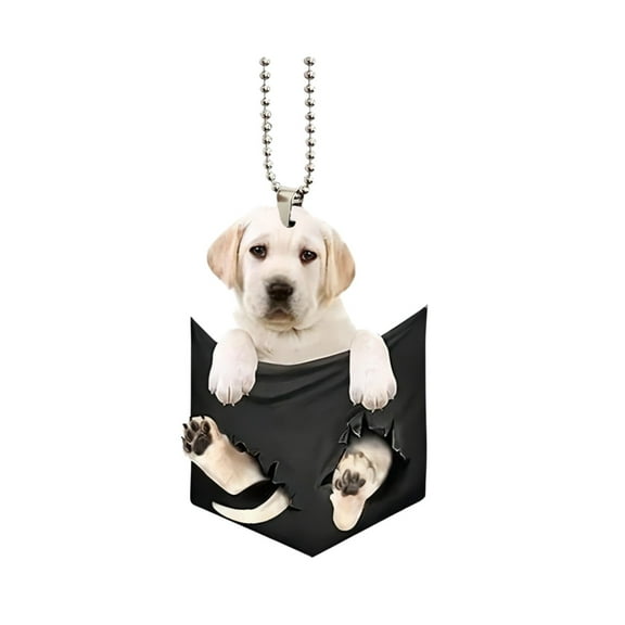 Cute Labrador Puppy Dog Tag Necklace for Dog Lovers Adorable 3D Pocket Puppy Pendant with Ball Chain