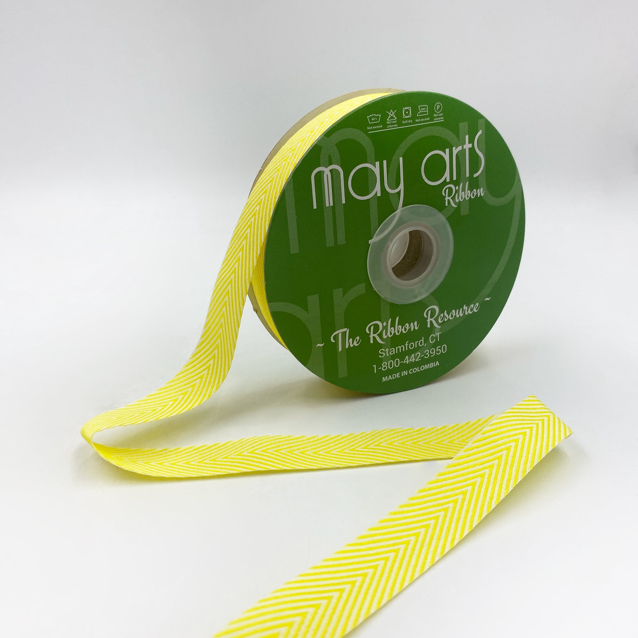 Twill Chevron Stripe Ribbon 3/4" X 30yd - Yellow