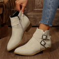 thumbnail image 6 of Willtoo Womens Vintage Double Buckle Ankle Boots Side Zipper Block Heel Short Booties Casual Western Chelsea Boots for Daily Wear, 6 of 6