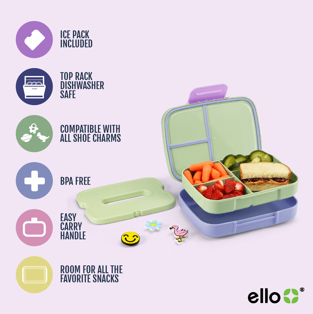 Ello Benni Kids Bento Lunch Box with Ice pack, Purple
