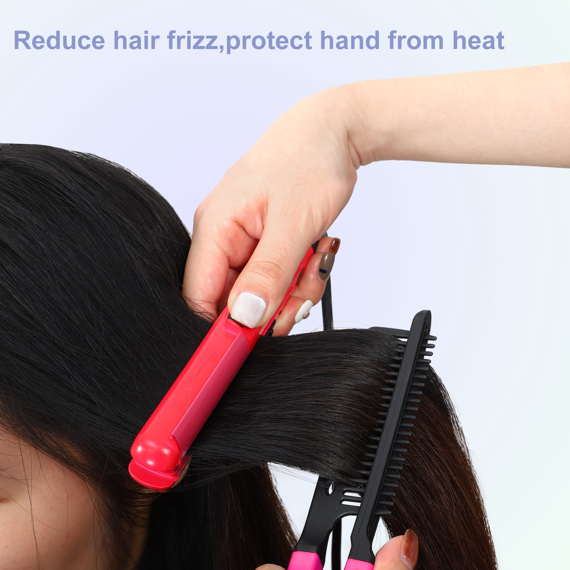 Unique Bargains Hair Straightening Comb Heat Resistance Home Straightener Styling Comb Red