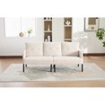 thumbnail image 5 of Leumius Oversized Sofa Couch for Living Room,68" Corduroy Upholstered Couch with Metal Legs & Side Pockets for Bedroom, Office or Apartment,Beige, 5 of 13
