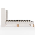 thumbnail image 6 of Martha Stewart King Upholstered Platform Bed with Tufted Wingback Headboard and Cushioned Siderails, Wood Slat Foundation, No Box Spring Needed, White, 6 of 11