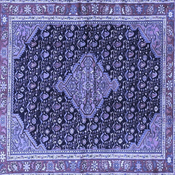 Ahgly Company Indoor Square Medallion Blue Traditional Area Rugs, 4' Square