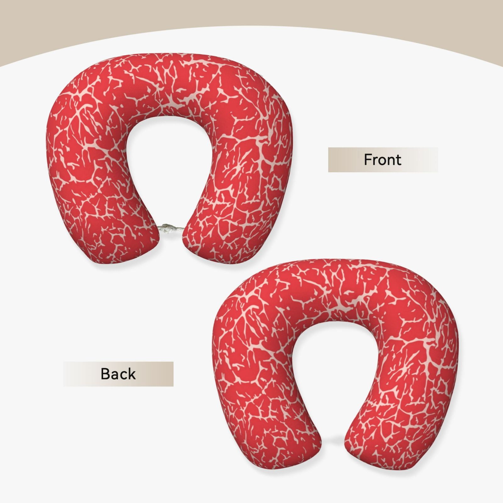 Xecao Beef2 Print Memory Foam Cervical Neck Pillow Versatile U-Shaped Pillows for Home,Office,Camping,Travelling,Soft Washable Cover
