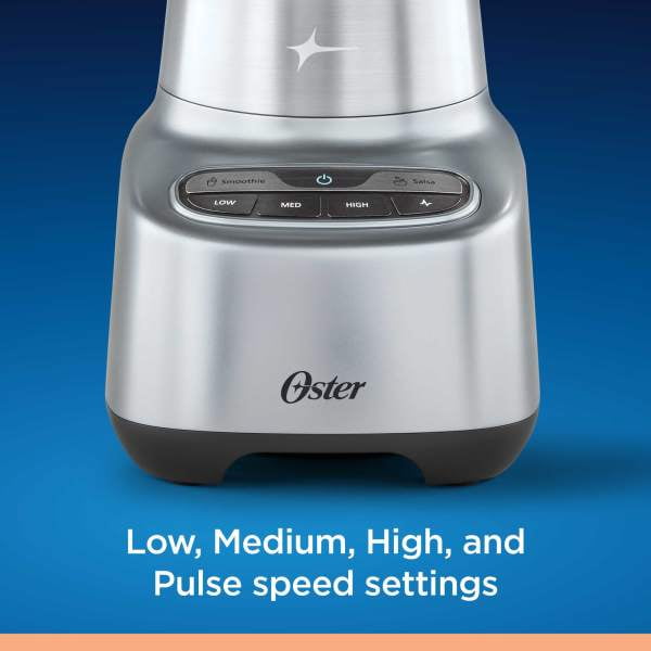 Oster 2181591 One Touch Blender - Stainless Steel: Glass Jar, 6 Cup, Smoothies, Ice Crush, 800 Watts