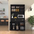 thumbnail image 3 of VEIKOUS 71'' Kitchen Pantry Storage Cabinet w/Microwave Stand and Buffet Hutch Cupboard, Black, 3 of 15
