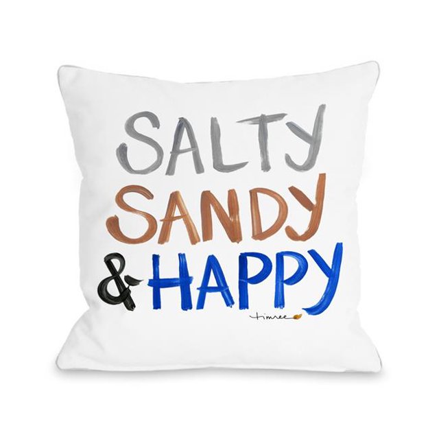 Bella Casa 73699PL16 Un 16 x 16 Po Salé Sable et Heureux Oreiller par Timree&44; Multicolore