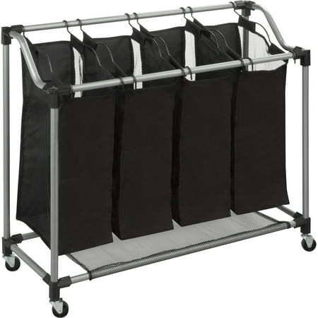 Honey Can Do Deluxe Quad Laundry Sorter with Removable Bags, Black/Gray