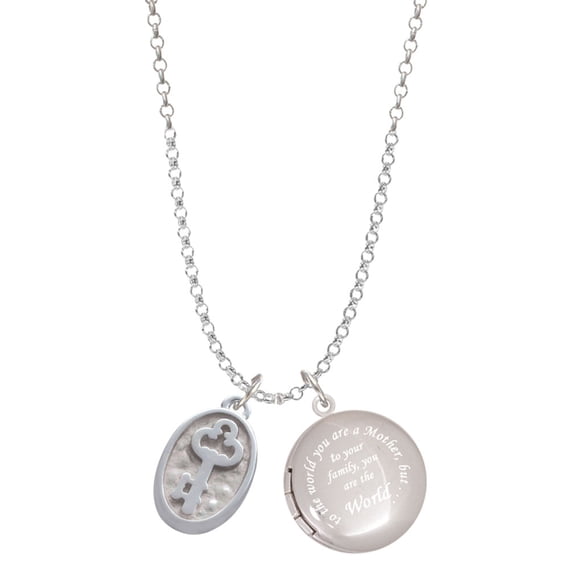 Delight Jewelry Silvertone Key - Oval Seal To the World You are a Mother Locket Necklace