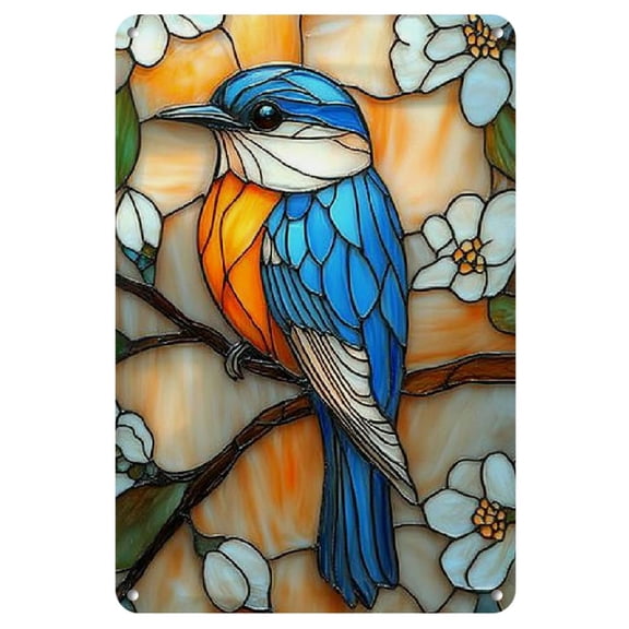 Vintage Bluebird & White Blossoms Metal Sign - Iron, Perfect for Christmas Decor or Gifts, Perfect for Room Decor