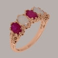 thumbnail image 2 of LBG British Made 18k Rose Gold Natural Ruby & Opal Womens Eternity Ring - 33 size options - Size 8.5, 2 of 8