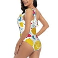 thumbnail image 5 of Yiaed Strawberry Lemon Print Women One Piece Swimsuits Tummy Control One Shoulder Bathing Suits Pattern Ruffle Swimwear-Large, 5 of 8
