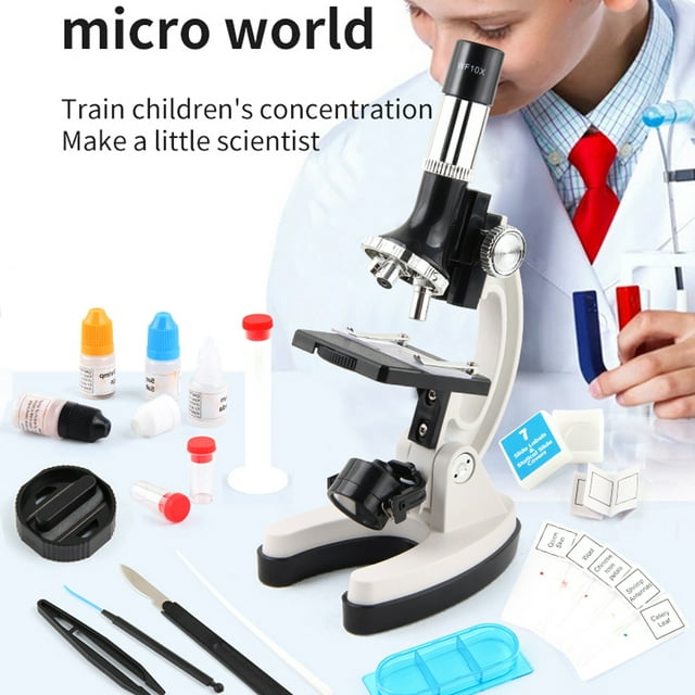 28 pcs/set Students Adjustable Biological Children Beginner Microscopes Microscope 300X 1200X Magnification Microscopes Kit School Science Education Supplies