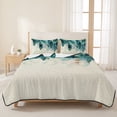 thumbnail image 3 of Twin Quilt Set 68''x86'', Teal Feather Lightweight Summer Bedspread Coverlet Set with 2 Pillow Shams, Farmhouse Feather Art Teal Ombre Breathable All Season Quilt Bedding for Dorm/Bedroom, 3 of 9