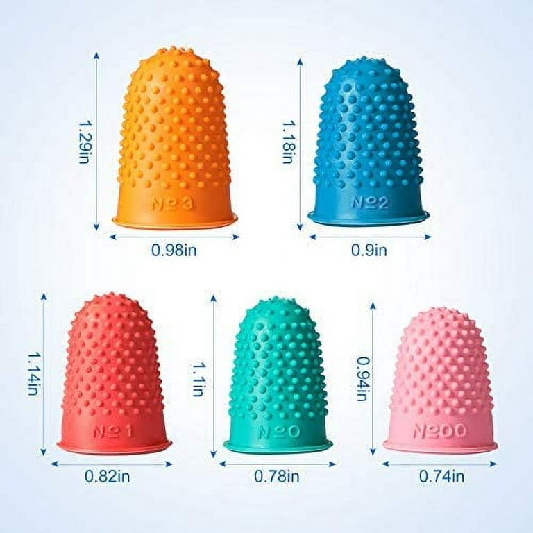20 Pieces Rubber Finger Tips Guard 5 Sizes Silicone Thimble Finger