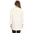 thumbnail image 3 of Casual Women's Loose Cotton V Neck 3/4 Bow Tie Sleeve Dressy Blouse Tops, 3 of 6