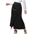 thumbnail image 2 of Homenesgenics Jean Skirts for Women Fashion Women Button Zipper High Waist Tight Solid Fold Retro Tight Long Skirt Women Pleated, 2 of 9