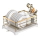 thumbnail image 1 of Escurridor de Platos, Estantes de Aluminio para Encimera de Cocina con Soporte para Utensilios para Platos, Cuchillos, Cucharas y Tenedores, Tabla de Drenaje Mejorada, Oro, 1 of 8