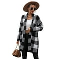 thumbnail image 4 of KRE Prime Women Plaid Dropped Shoulder Cardigan with Pocket, 4 of 16
