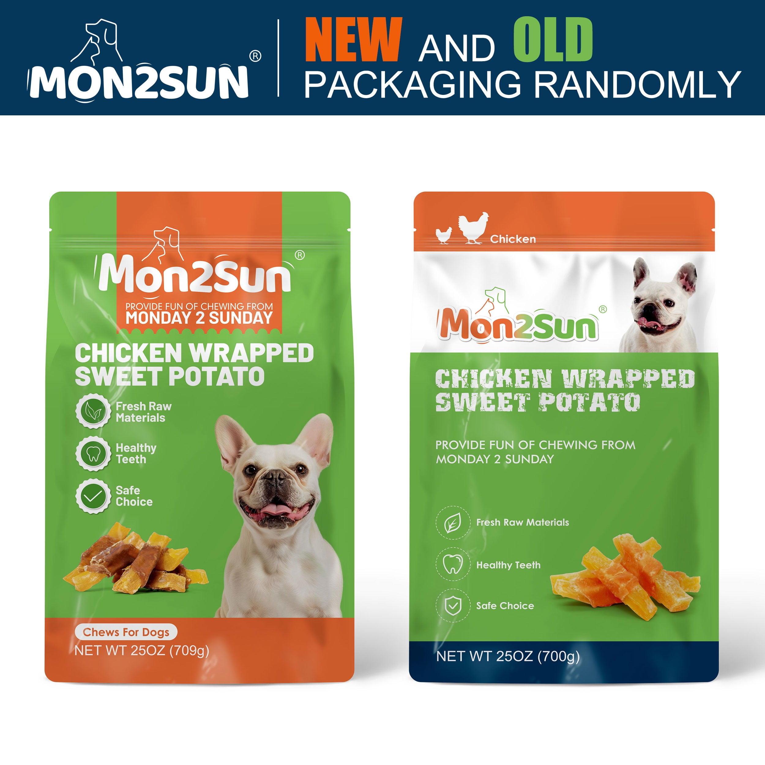 MON2SUN Dog Treats Rawhide Free Chicken Wrapped Sweet Potato Dog Snacks,Gluten&Grain Free Dog Treats for Puppy and Small Dogs,25oz