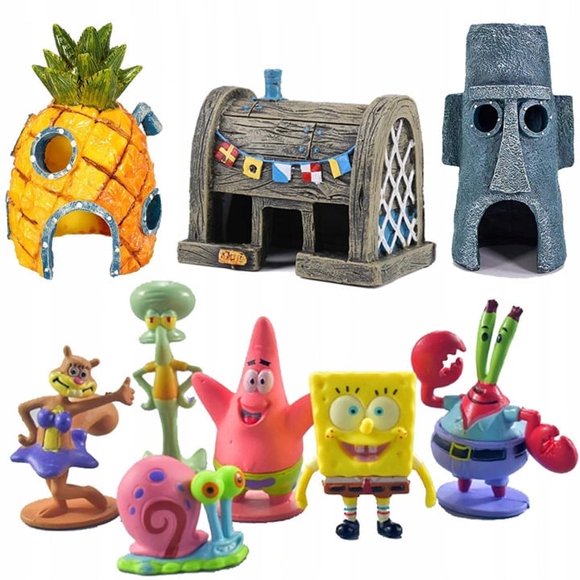 SET OF HOUSES FIGURES FOR Aquarium SPONGEBOB FIGURES HOUSES DECORATION Ornament