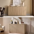 thumbnail image 5 of Hvoonc Set of 2 Fluted Sideboard Buffet Cabinet with Storage and 65.5"W Faux Marble Top, 4 Push-to-Open Doors, Modern Credenza Cabinet for Dining Room Entryway, Natural Oak, 5 of 7