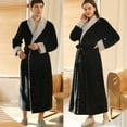 thumbnail image 3 of Peignoir Polyester Homme Grande Taille Épais Robe à Capuche Corail Robe de Nuit Chaude Confortable Douce Vêtements Automne Noir Homme L, 3 of 9