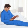 thumbnail image 6 of Susaid Dodgerblue Print Men's Long Sleeve Pajama Set, Two-Piece Button-Down Loungewear PJs Set, Comfortable Sleepwear for Relaxation-Large, 6 of 7