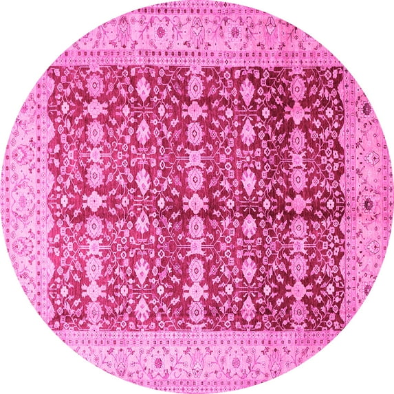 Ahgly Company Indoor Round Oriental Pink Traditional Area Rugs, 6' Round