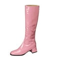 thumbnail image 7 of Mostsola Knee High Boots Women Square Toe Tall Boots Zip up Block Heeled Gogo Boots, 7 of 7