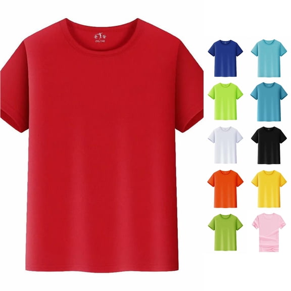 JAJAHO Kids T Shirts Short Sleeve Plain Tops For Boys Girls Breathable Mesh Basic Tees, Sizes 2-14Y