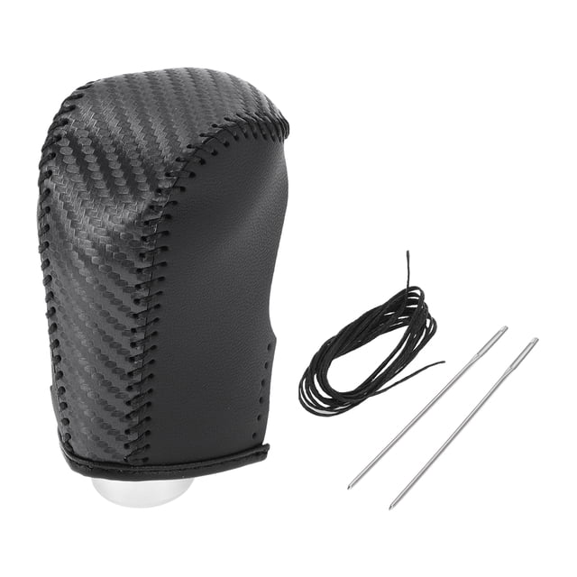 Cubierta de pomo de cambio de marcha Unique Bargains para Nissan Altima 2008-2012, antideslizante, fibra de carbono negra, protector de mango de cambio negro de cuero sintético, 1 pieza