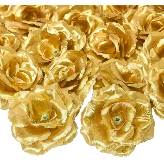 Artificial Flowers Gold Roses Realistic Fake Roses w/Stem for DIY Wedding Bouquets Centerpieces Arrangements Party Baby Shower Home Decorations