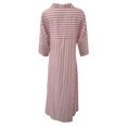 thumbnail image 4 of Vestido Casaul para mujer con cuello en V y media manga con estampado de rayas y botones con abertura Fridja qw4459, 4 of 8