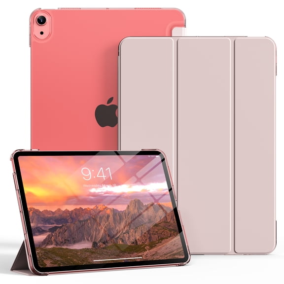 Aoub Case for iPad (A16) 11th Generation 11 Inch 2025 / iPad 10th Generation 10.9 Inch 2022 Slim Stand Cover with Hard Translucent Back, Auto Wake/Sleep, Pink