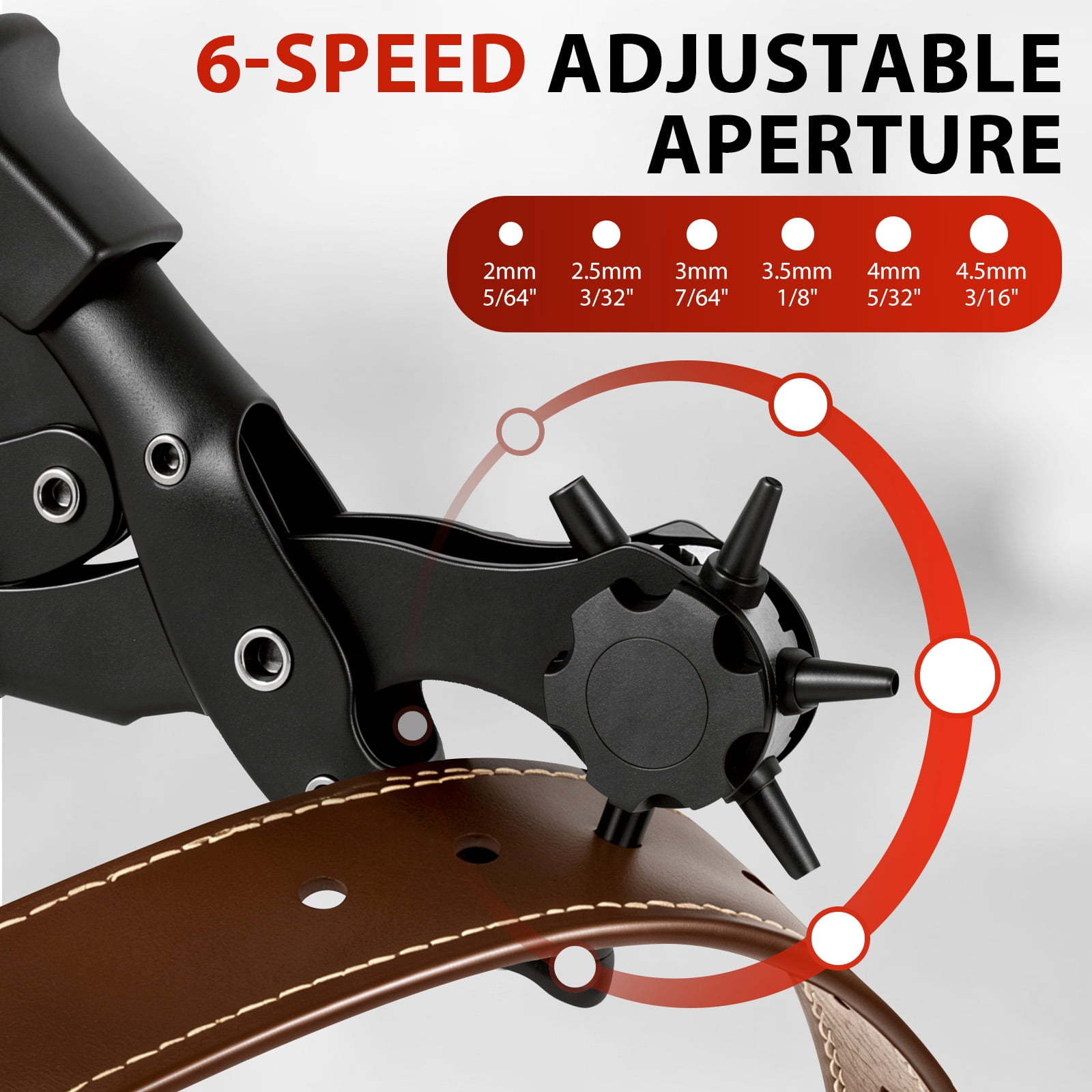 Leather Hole Punch Set Punch Pliers with PVC Handle and Effort Saving Design Ideal for Belt Plastic Rubber Canvas DIY Leather Work,Black