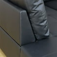 thumbnail image 6 of Hommoo Semi PU Synthetic Leather L-Shaped Couch Living Room Furniture Set, Modern 4-Seat Couch Sofa Set, Sectional Sofa Chaise Lounge for Home, Apartment, Dorm, Black(No Ottoman), 6 of 7