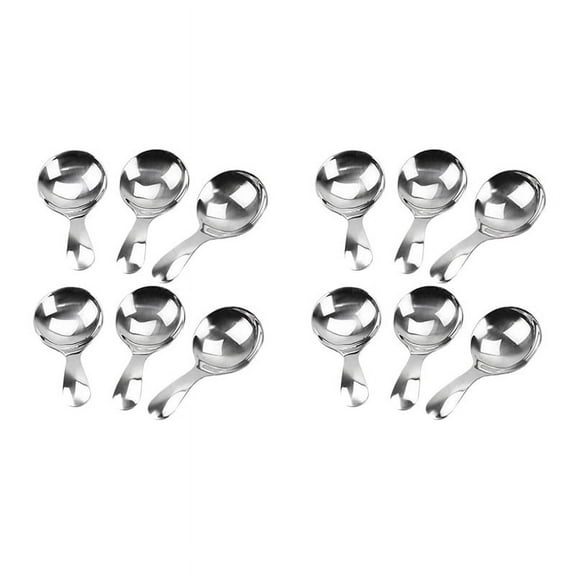12 Pcs Stainless Steel Short Handle Spoons Mini Salt Spoons Condiments Spoon Dessert Spoon Tea Coffee Spoons,Silver