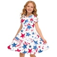 thumbnail image 1 of Odeerbi Niñas Día de La Independencia Vestido de Línea A Verano Patriótico Cuello Redondo Manga Corta Vestido Casual, 1 of 9