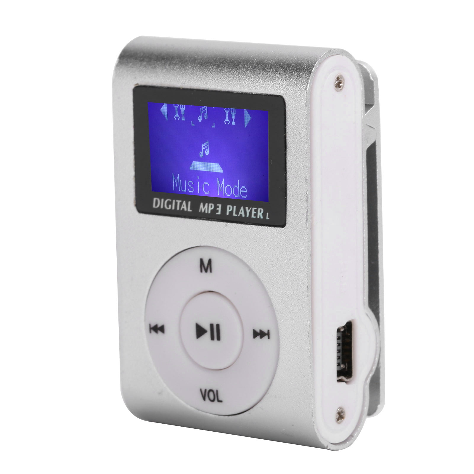 Portable Mini Music Player with Headphone and USB Cable 250mAh Back Clip Design Mp3 Music Player for Kids Adults Silver Mp3 Player Support up to 8GB 