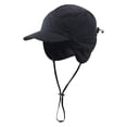 thumbnail image 1 of Waterproof Winter Hats Warm Polyester Lined Earflaps Baseball Cap,Black, 1 of 9