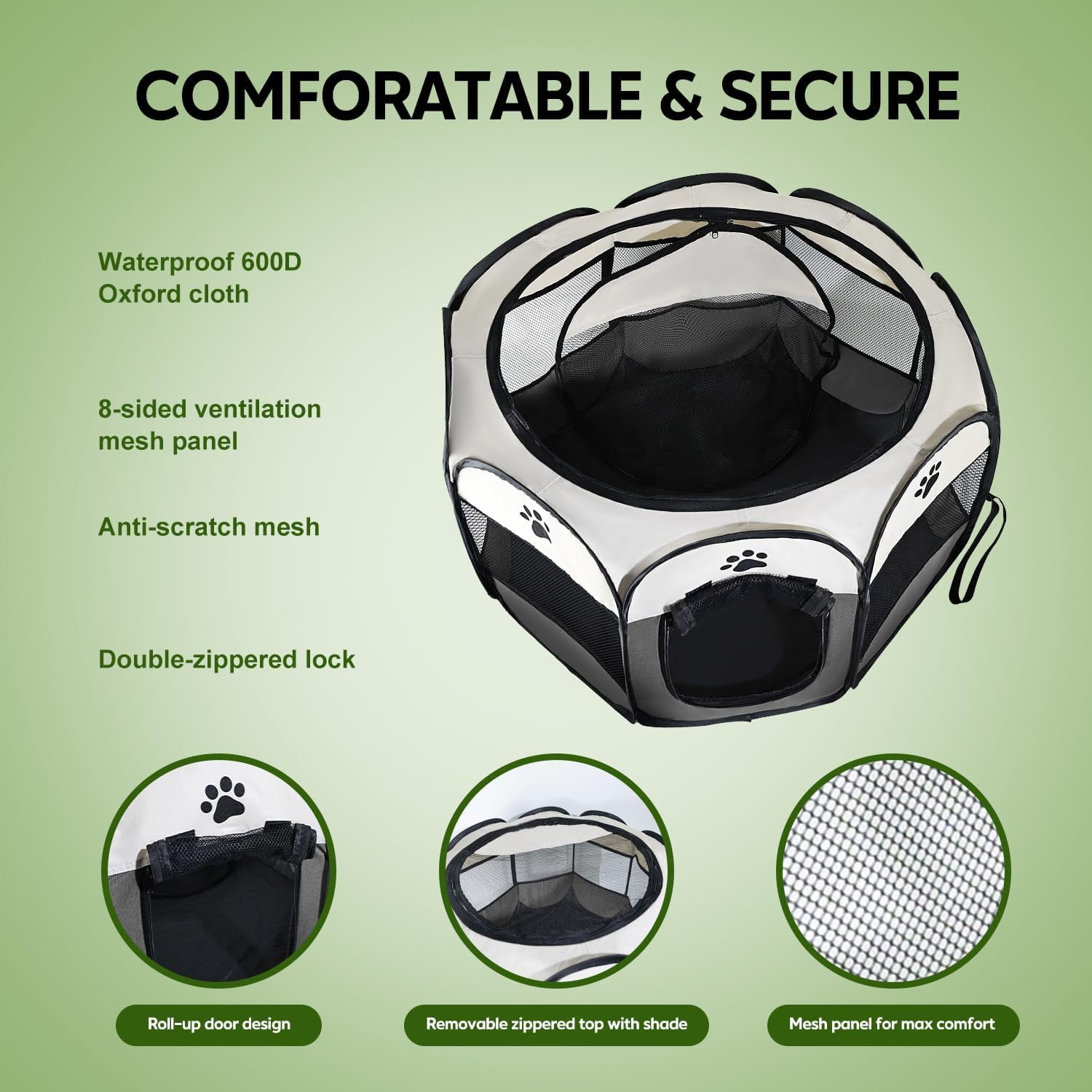 Portable Pet Playpen, Dog/Cat Playpen Foldable Pet Exercise Pen Tents Dog Kennel House Playground for Indoor Outdoor Travel Camping Use,30"x30"x18"