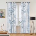 thumbnail image 2 of Blue Grey Forest Kitchen Curtains 96 Inch Length, Watercolor Blue Ombre Leaves Grommet Top Bedroom Living Room Curtains, Light Filtering Cafe Curtain Drapes 2 Panels Set 104''x96'', 2 of 9