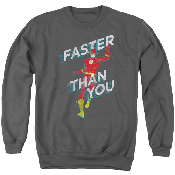 DC Comics Flash Faster Than You Adult Crewneck Sweatshirt Charcoal