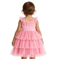 thumbnail image 4 of HJYCHN Dresses for Girls Sleeveless Cherry Print Tiered Dress with Flutter Straps for Back to School Clothes for Girls 4-5 Years, 4 of 9