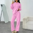 thumbnail image 2 of Wutalume Women's Casual Hooded Sweatshirt and Oversized Wide Leg Joggers Set, Relaxed Fit Sportswear and Lounge Outfit,Pink M, 2 of 6