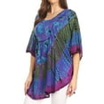 thumbnail image 3 of Sakkas Sunia Tie Dye Caftan Sleeve Blouse | Cover Up - Turquoise - One Size, 3 of 5
